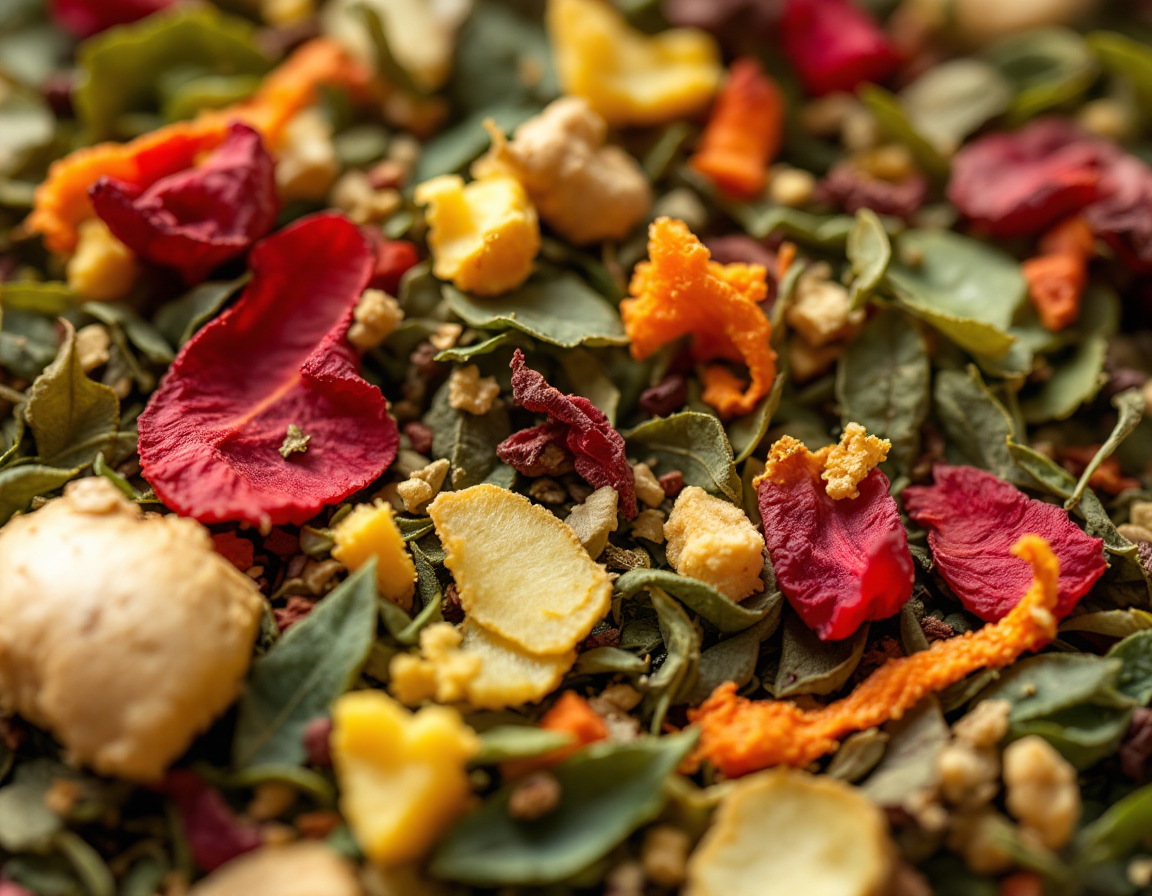 Loose herbal detox tea blend closeup