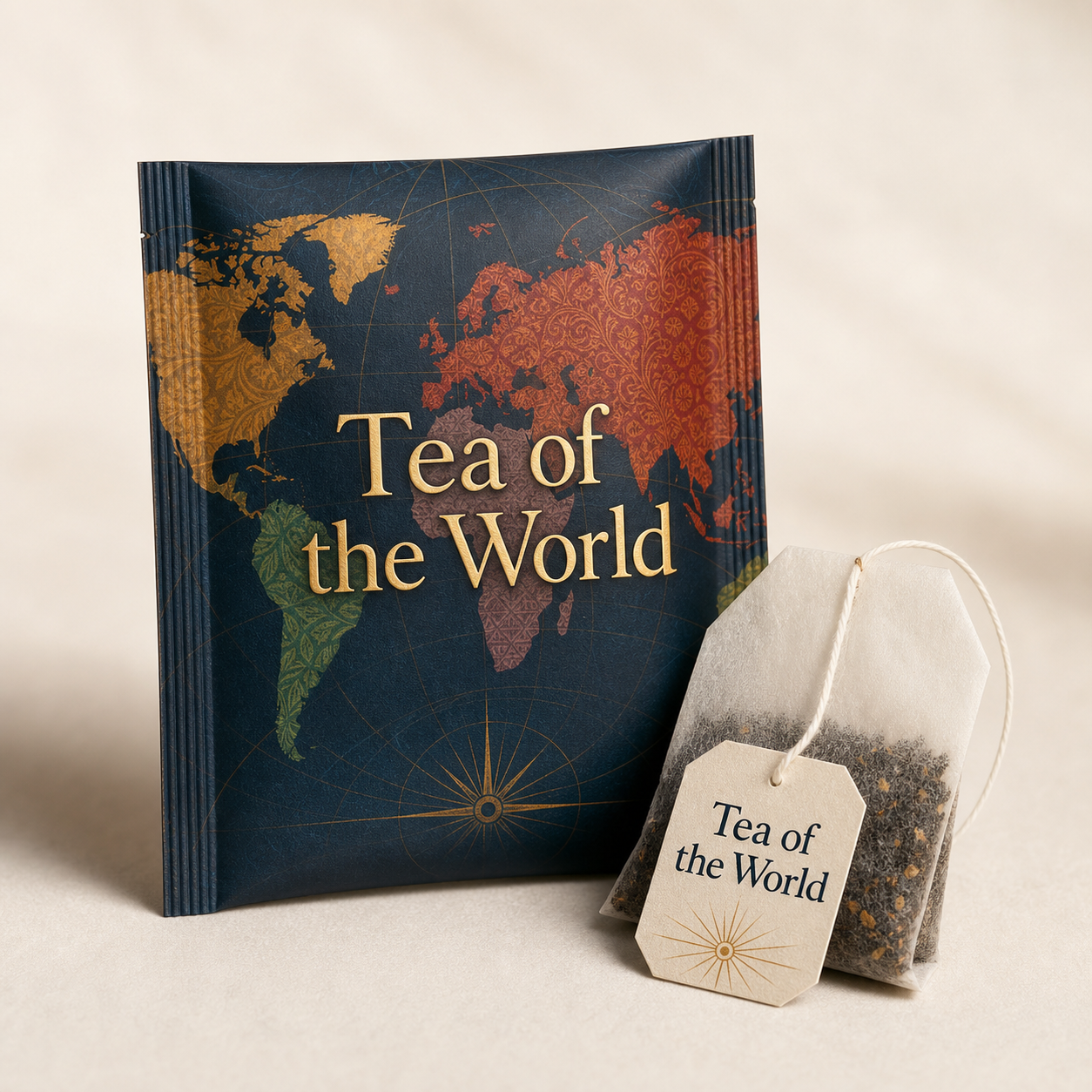 Tea of the World individually wrapped sachet and teabag